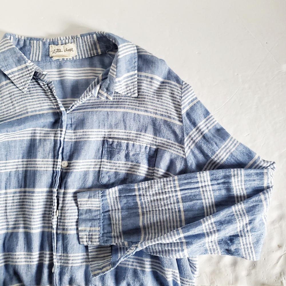 ANTHROPOLOGIE Lili's Closet Muted Stripes Blue L